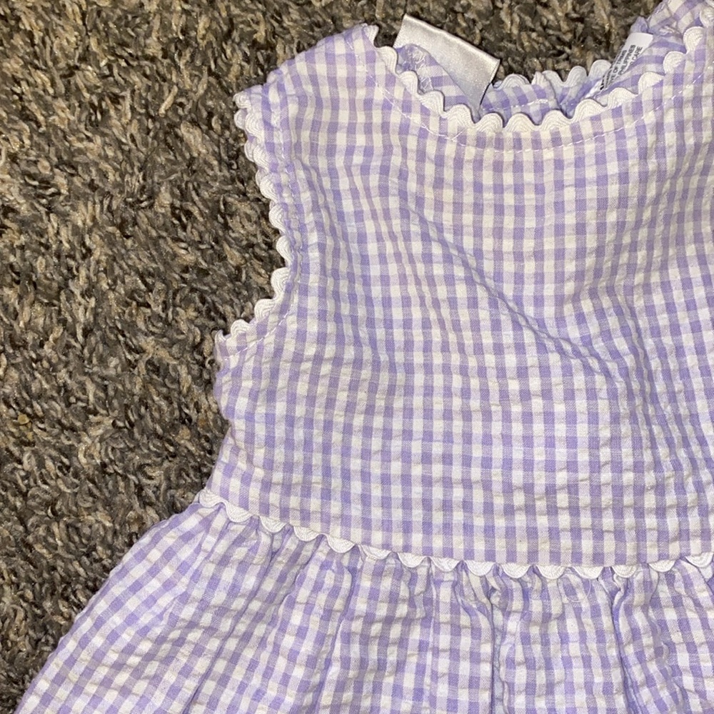 Vintage Purple Gingham Floral Girls Dress 12 months